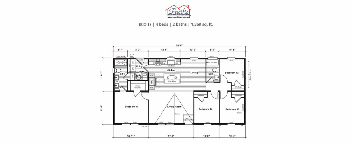 PACIFIC ECO 18 - 4BD X 2BA 1,369 SQFT