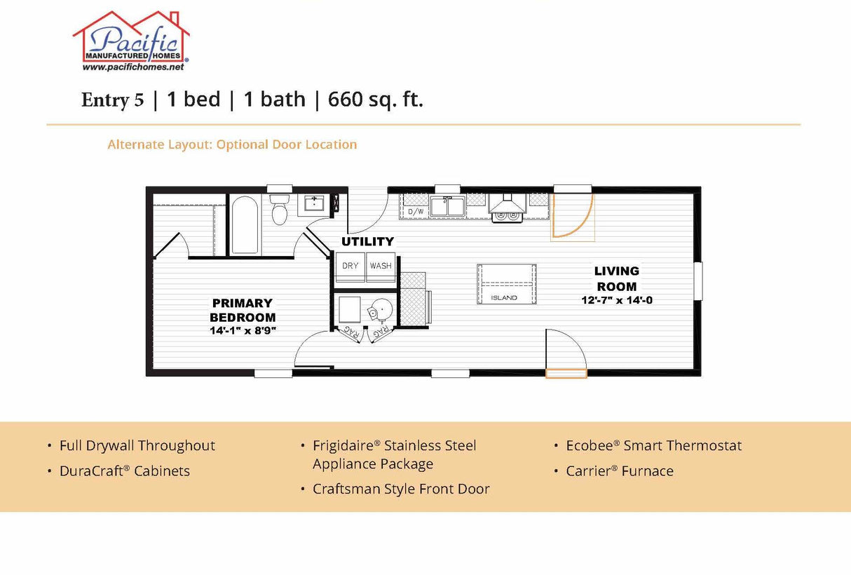 PACIFIC ENTRY 5 - 1BD X 1BA 660 SQFT